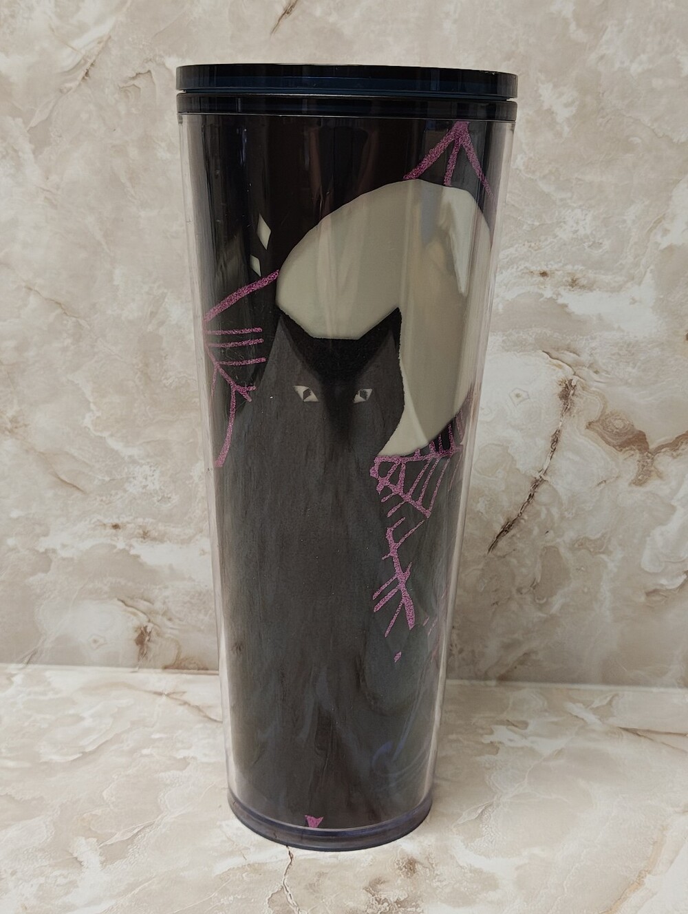 Starbucks 2021 Halloween Glow in the Dark Black Cat tumbler Cold Cup Venti 24oz